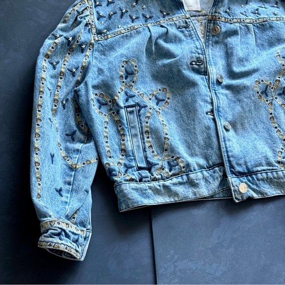 SANDRO - Denim Embellished Jacket - Picture 6 of 14